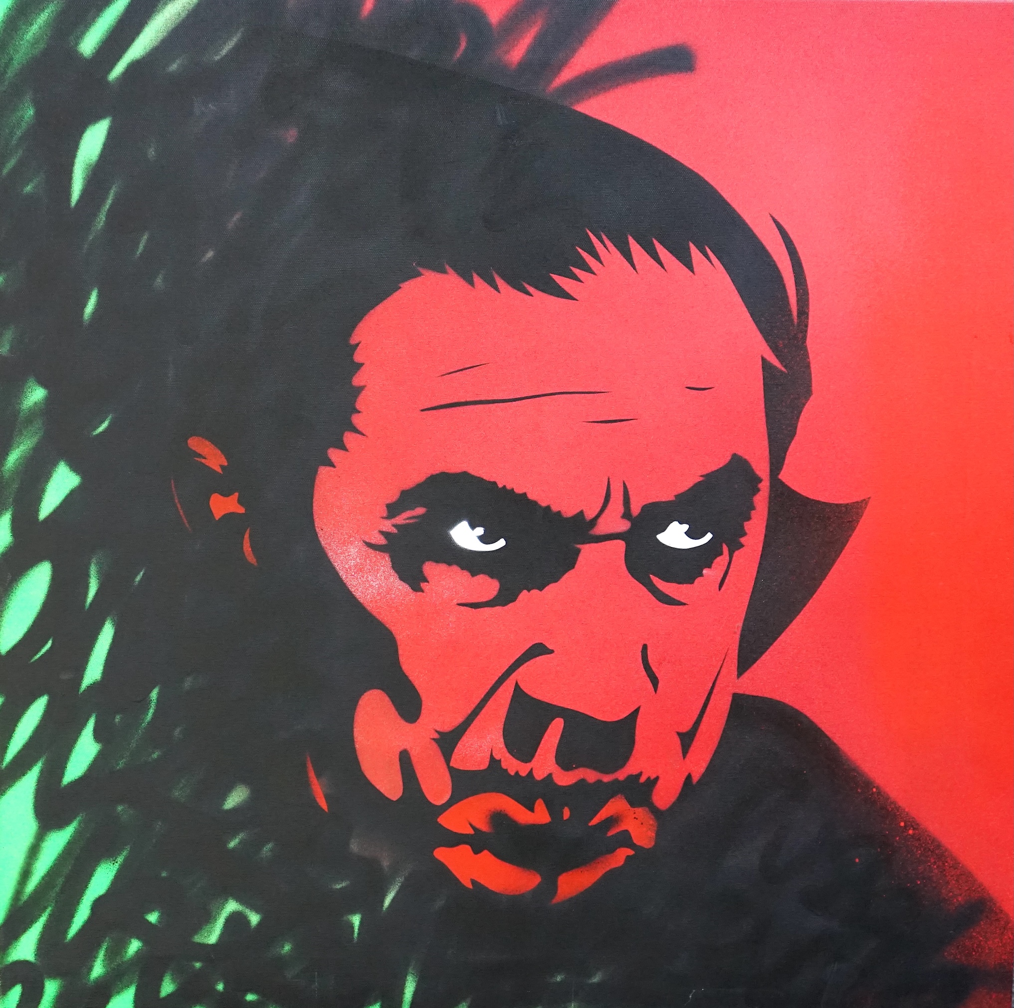 Pure Evil (British, b.1968), 'Bella Lugosi's Dead, Undead', 1/1, freehand spraypaint on canvas, 75 x 75cm